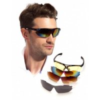 Очки спортивные солнцезащитные с 5 сменными линзами в чехле, красные