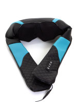 Роликовый массажер для шеи и плеч с ИК-прогревом черно-голубой